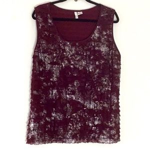 Elegant, Plus Size Top. Evening, Party. Sleeveless, Shimmer, Metallic.